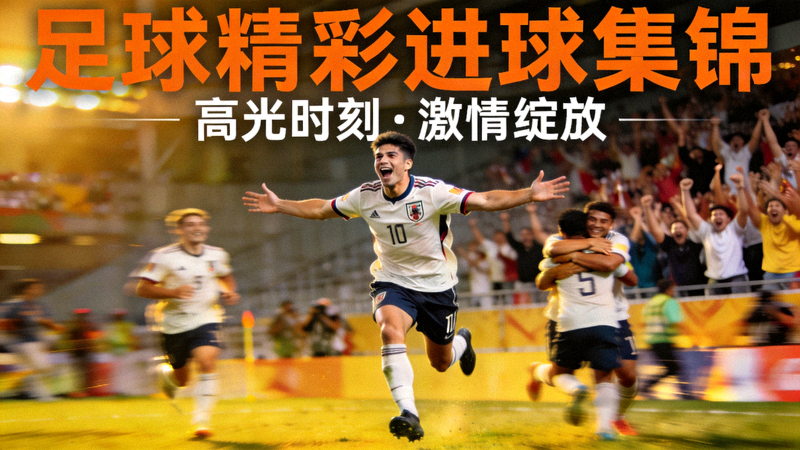 足球精彩进球集锦封面：球员庆祝进球瞬间